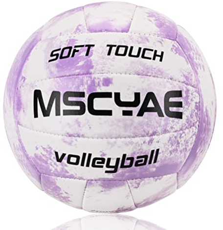 Volleybälle offizieller Größe 5,Indoor Outdoor Beachvolleybälle Weiche Berührung Beach Volleyball für Strand, Garten und Bad Violett Weiß
