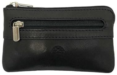 Tony Perotti | porte-clés en cuir collection la végétale | porte-monnaie homme avec anneaux pour clefs en cuir italien tannage végétal | 10 x 6,5 x 1,5 cm | coloris noir