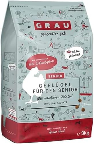 GRAU - l’Original - Nourriture sèche pour Chiens - Senior - volaille, Pack de 1 (1 x 3 kg), sans Gluten, pour Chiens âgés sensibles