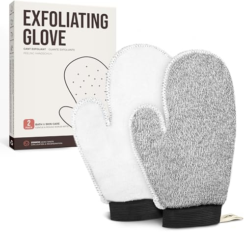 ZOMCHI 2er-Pack Tiefenpeeling-Handschuhe mit Dual-Textur, Massage-Körperpeeling-Handschuhe für das Home-Spa, Peeling-Handschuh zur Entfernung abgestorbener Haut (tief + weich)