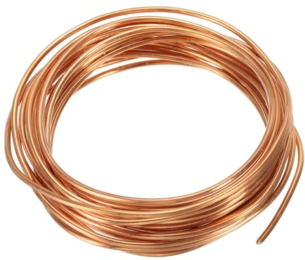 PATIKIL 5m Basteldraht Solide Nackt Kupfer Draht 12 Gauge 99.9% Reiner Kupferdraht 2.5mm Weich Perlendraht Metall Pflanze Stengel Bindungen für Schmuck Basteln (5m)