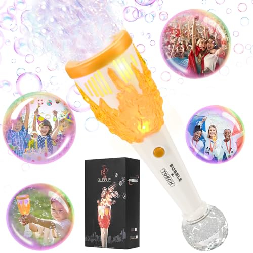 Livofloral Seifenblasenmaschine Fackel Automatische Seifenblasenpistole Kinder 12000 Blasen/Min 150ml Seifenblasenlösung Blasenspielzeug mit Licht Bubble Machine für Kinder Geburtstag Party Geschenk