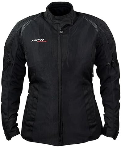 ROLEFF Veste de moto pour femme RO1811D - Noir XS à 5XL - Respirante - Veste d'été en maille - Légère et confortable - Avec protections - Idéale pour les journées chaudes, Noir , XL