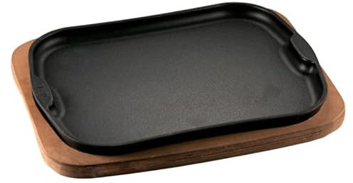 ILSA srl Plato de servir de hierro fundido esmaltado con bandeja de madera