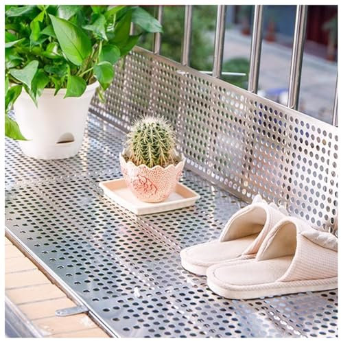 Lámina De Acero Inoxidable Perforada 304, Red Protectora Para Barandillas De Balcón, Mallas Decorativas Metálicas, Para Jardín, Terraza, Patio, Porche, Patio Exterior, Pared Exterior, Ventana -(10x100