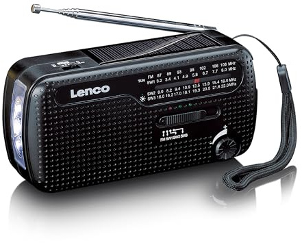 Lenco MCR-113BK - Radio portátil de Emergencia con manivela