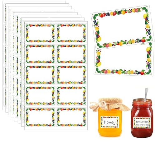 Xinfin 200 Stück Marmeladen Etiketten Selbstklebend, Aufkleber Marmeladenglas zum Beschriften von Einmach-Gläsern, Marmeladen Etiketten - für Gläser, Marmelade, Flaschen, Tüten