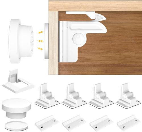 Kindersicherheits-Schrankschloss, 4-teiliges Schloss-Set mit Schlüssel und Helfer Starke magnetische Sicherheitsschlösser für Schränke und Schubladen im Innenbereich, schützt die Sicherheit der Kinder