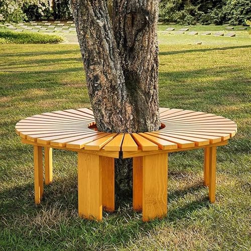 Banc d'arbre incurvé en bois pour jardin, piscine, porche et parc, mobilier de cour jaune élégant