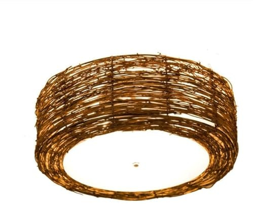 Retro Creative Wicker Infälld taklampa Bambu Skärm Rotting Hängande belysningsarmatur E17 Lantern Light för Restaurang Sovrum Vardagsrum