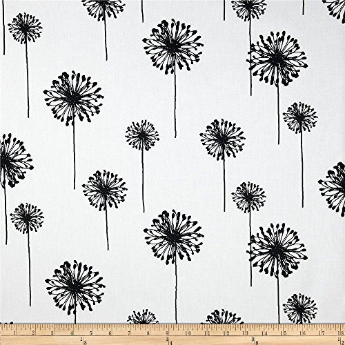 Premier Prints Dandelion Cotton Duck White/Black, Fabric by the Yard