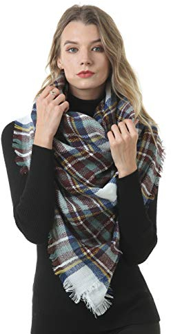 MAKFORT Damen Herbst Winter Schal Imitation Kaschmir Kariert Deckenschal 140 * 140cm