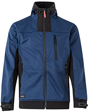 VELILLA 206007 Cazadora Soft Shell Bicolor con Capucha, Color Azul Jaspeado y Negro, Talla L