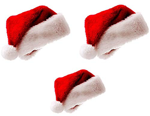 meioro Bonnet de Noël Chapeau Adulte Rouge Chapeau de Noëls Ornements de Magie Chapeaux Cosplay Fournitures de Fête Peluche (2 Adultes + 1 Enfant Moins de 5 Ans)