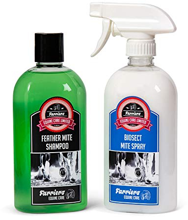 Farriers Equine Care Feather Mite Treatment Combo for Horses. Parasite Treatment for Heavy Horses, Gypsy Cobs. Shampoo & spray Safe & Effective.