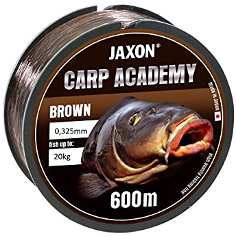 Jaxon Karpfenschnur Angelschnur CARP Academy 600m Spule 0,25-0,35mm Feederschnur Karpfen Monofile (600m/0,325mm/20kg), Braun