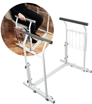 OrtoPrime Apoyabrazos WC Portátil Inodoro y Hogar - Barra Baño Minusválidos - Estructura de Apoyo para Inodoro - Incorporador Elevador WC Barras minusválidos y Adultos - Asideros Baño Acolchado