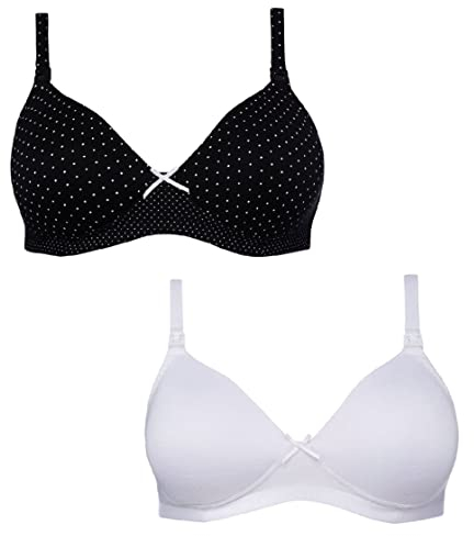 Ladies Famous Make Maternity Nursing T-Shirt Bra. Cup Size DD-G (as8, Cup_Band, dd, 36, Black/White)