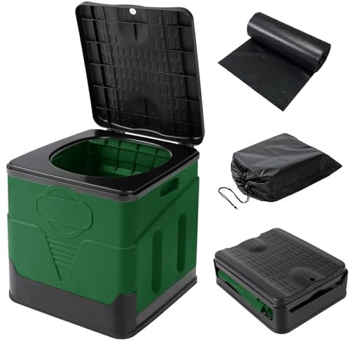 FIAMER Toilette da Campeggio Pieghevole con Copertura - Toilette Mobile Split per Esterni o Interni (Verde)