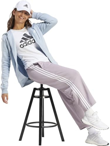 adidas Damen Essentials 3-Stripes Open Hem Fleece Pants, preloved fig, S