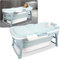 Cecaylie 118x60x50cm Faltbare Badewanne Erwachsene, Tragbare Klappbare mobile Badewanne mit Abdeckung & Seifenkorb, für Badezimmer und Dusche - Blau