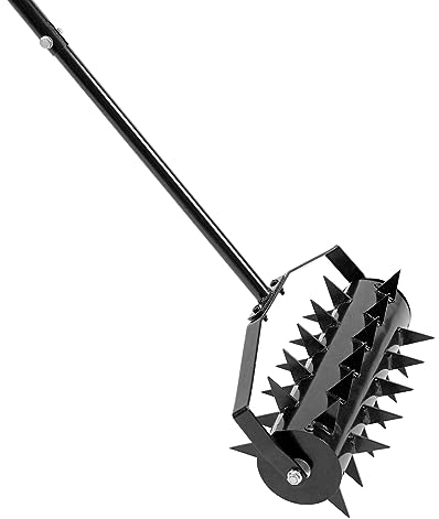 CStern Aireador de Césped Aireador para Césped Rodando Aireador de Césped Manual Escarificadora Herramientas de Jardín Aireador de Césped con Mango lLargo, Negro