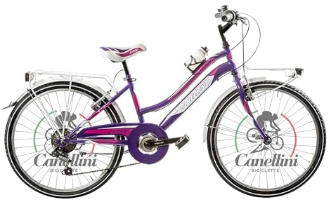 BICICLETTE CANELLINI Bicicleta de niña MTB 24 Lincy 6 V – Ruedas de 24 pulgadas (morado/fucsia)