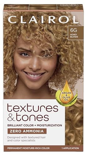 Clairol Textures & Tones Permanent Hair Dye, 6G Honey Blonde Hair Color, Pack of 1
