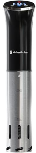 KitchenBrothers Thermoplongeur Sous Vide - Cuisson Basse Température - Cuiseur Sous Vide - Thermoplongeur Chauffe Eau -0 à 95℃, Réglable Par 0,2℃ - Fonction Minuterie - Alarme - 1200W