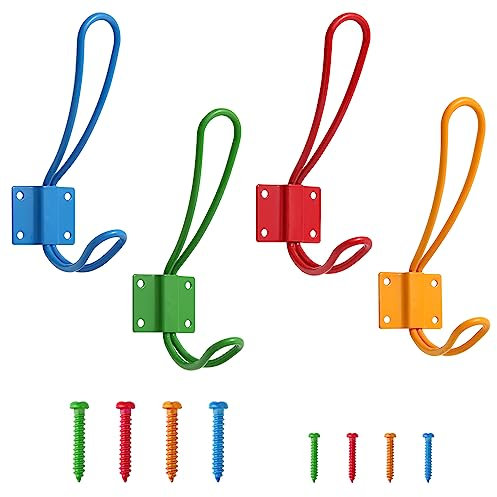 KYSMOTIC Wandgarderobe für Kinder, bunte Wandhaken für Jacken, Kleidung, Rucksäcke, Bademäntel und Handtücher, perfekte Kinderhaken für Klassenzimmer, Schlafzimmer und Badezimmer, 4 Stück