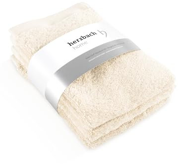 herzbach home Gästehandtuch 3er Set 30 x 50 cm – Hochwertige, weiche & saugstarke Gäste-Handtücher in Premium-Qualität – 100% natürliche Baumwolle (Creme)