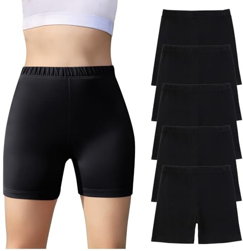 KODMNSW 5er Pack Shorts Mädchen Kurze Leggings Sommer Kurze Hose Kinder Radlerhose Baumwolle Laufshorts Sport Shorts Slim Yogahose Kurze Hosen 5-14 Jahre Schwarz 14 Jahre