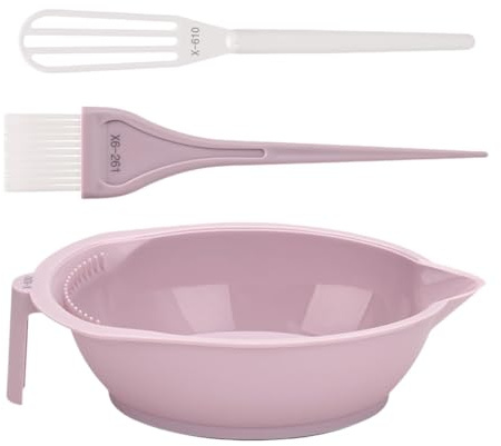 FashionCha Mélange de Couleurs Ensemble pour La Teinture Des Cheveux avec Un Bol et Un Pinceau En Silicone, Rose