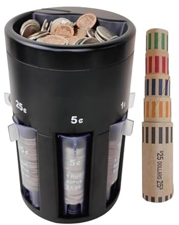 Generisch Automatischer Münzsortierer, 5 In-1 Münzzähler Mit Münzverpackungen, Kreatives Münzsystem, Leeres Sparschwein, Münzdose Für Frauen, Erwachsene, Freunde Marke