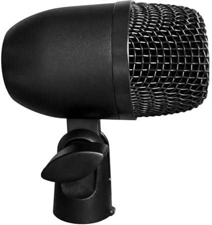 yeeplant Micrófono dinámico de tambor de patada, micrófono de metal cardioide con soporte y base para kits de batería y estudio