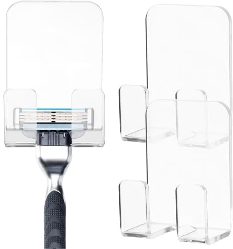 Operitacx Ganchos Adhesivos Para Pared De Ducha Soporte Para Afeitadora Organizador Transparente FáCil InstalacióN Multifuncional Para Toallas Maquinillas De Afeitar
