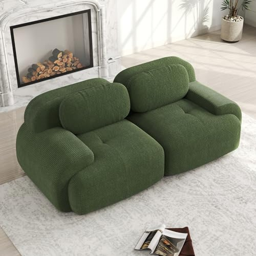 EURHCIO Canapé 2 Places en Velours Côtelé,Canapé Modulable | Accoudoirs Incurvés et Dessou Antidérapant,Rembourrage très élastique,aucun assemblage requis,pour Salon,Chambre