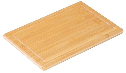 Relaxdays Tabla de Cortar de bambú con Canal para jugos, Antideslizante, 30 x 45 cm, Natural