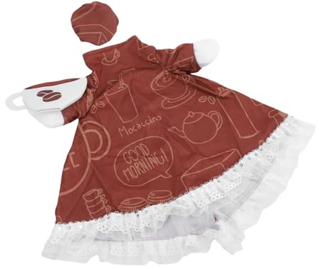 FILFEEL Porch Goose Outfits för 23-tums Cement Goose Staty – Kläder för Gräsmatta med Cafétema med Hatt, Mörkbrunt Tyg Trädgårdsdekorationsset för Uteplats, Trädgård och Utomhuskonst