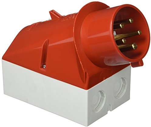 Mennekes 101200044 Stecker, 2 Steckdosen CEE, 400 V, 50 – 60 Hz, 32 A, 5-polig, IP 44, 10 Verpackung, rot