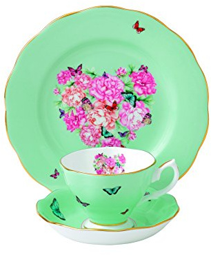 Miranda Kerr par Royal Albert Blessings Tasse, Soucoupe et Assiette, Vert, Lot de 3
