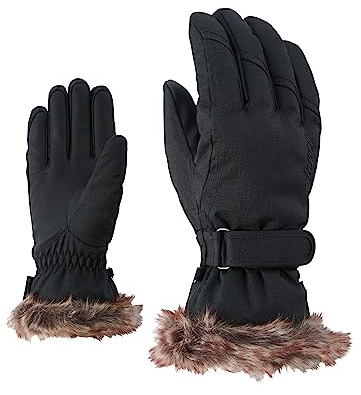 Ziener Damen KIM lady glove Ski-handschuhe / Wintersport |warm, atmungsaktiv, schwarz (black-stru), 8.5