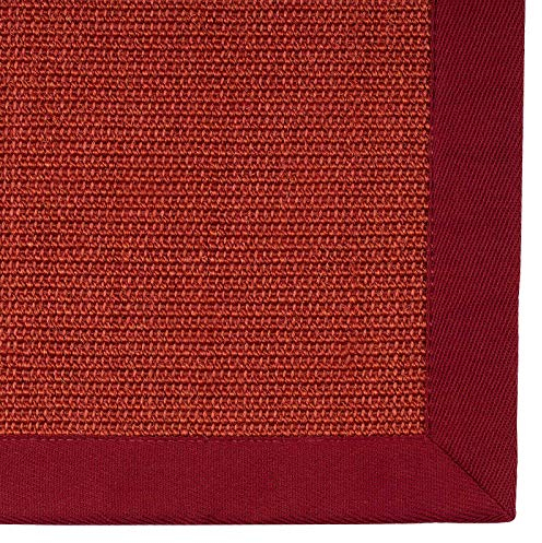 casa pura® Sisal Teppich aus Naturfasern | rot | mit Bordüre aus Baumwolle | pflegeleicht | Größe wählbar (70x130 cm)