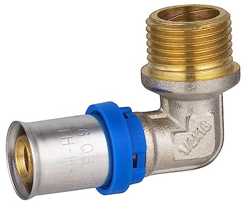 Codo multicapa a prensar Ø16 - macho 1/2 | Conexión resistente y duradera | Ideal para instalaciones de fontanería | Fácil instalación y ajuste seguro | Máxima fiabilidad | QUICK PLOMBERIE