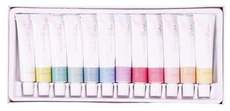 Craftelier - Set de 12 Tubos de Pintura Acrílica de Colores Pastel Entremezclables | Resistentes al Agua Despúes del Secado | Superficies de Madera, Lienzo, Papel, Cuero y Tela | Cantidad 12 ml