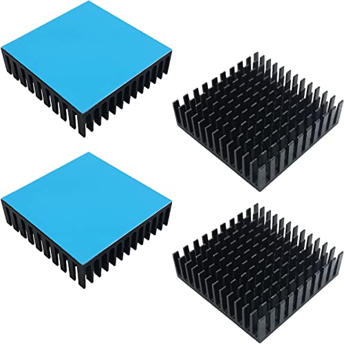 Kühlkörper, CTRICALVER 4 Stück Aluminium Kühlrippen Kühler-Set Heatsink mit Thermoklebeband 40 * 40 * 11mm,Schwarz