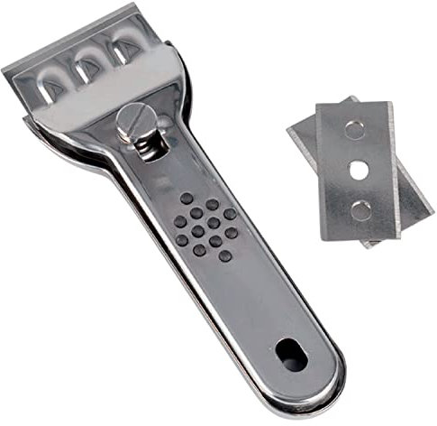 TIENDA EURASIA - Rasca vidrios, Rasqueta Vitroceramica, Rasqueta Limpiacristales de 13 x 4,5 cm, Rascador Vitroceramica con 2 Cuchillas