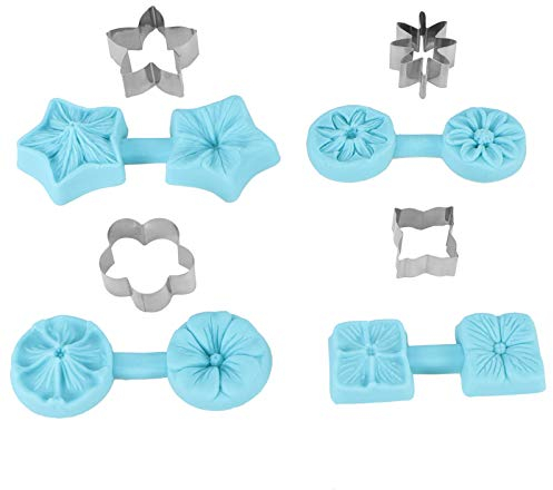 AUNMAS 4 Sätze Fondant-Schokoladenform, Silikon-Backform Utensilien Küchenzubehör mit Ausstecher Für Geburtstage, Babypartys, Hochzeiten