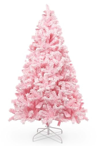 AGM - Árbol de Navidad Artificial de 1,8 m, con 808 Puntas de Rama, con Efecto Nieve, árbol navideño para Decoraciones al Aire Libre, Rosa