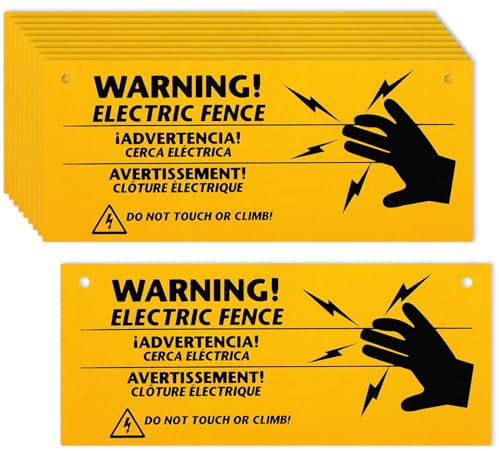 CDXHOME 10 cartelli di avvertimento per recinzione elettrica – Segnali di pericolo di attenzione in plastica – Segnali di pericolo di non toccare o arrampicarsi per fattoria, pascoli, casa, cortile,
